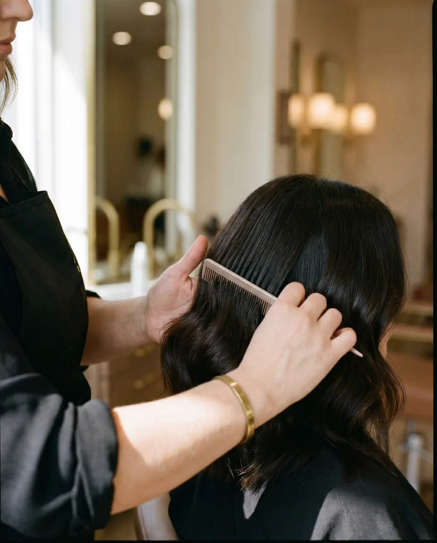 A picture made for a salon build, matched to that salon’s colours. This picture was made with AI, and we say so.